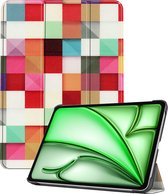 Hoesje Geschikt voor iPad Air 2024 (11 inch) Hoes Case Tablet Hoesje Tri-fold - Hoes Geschikt voor iPad Air 6 (11 inch) Hoesje Hard Cover Bookcase Hoes - Blokken