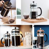 koffiezetapparaat- draagbare cafetière met drievoudige filters- hittebestendig glas met roestvrijstalen 1 Liter
