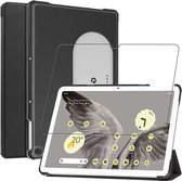 ebestStar - Hoes voor Google Pixel Tablet, Slanke Design PU Lederen Etui, Automatische Slaap/Wake, SmartCase hoesje, Zwart + Gehard Glas