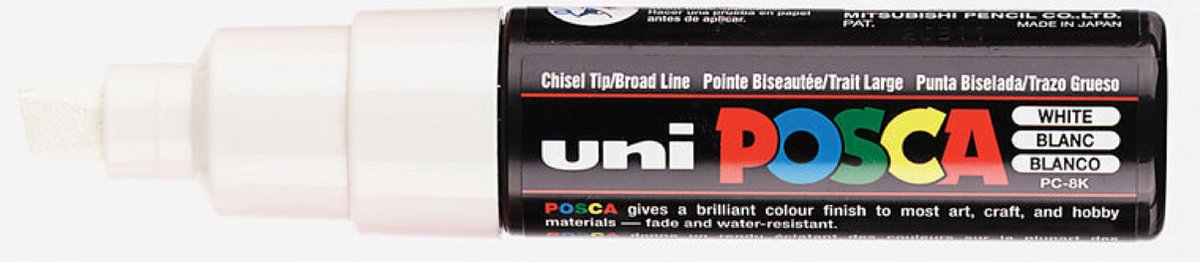 Posca Krijtstift Chalkmarker Universele Marker Uni Marker 1 Wit PC-8K 8mm Beitelpunt Large 1 stuk