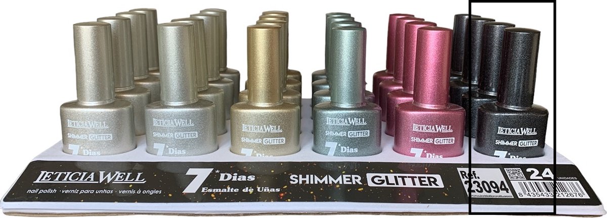 Goedkoopste Leticia Well - Dekkende Shimmer Glitter Nagellak - Zwart met glitters - 1 flesje met 13 ml inhoud - Nummer 26
