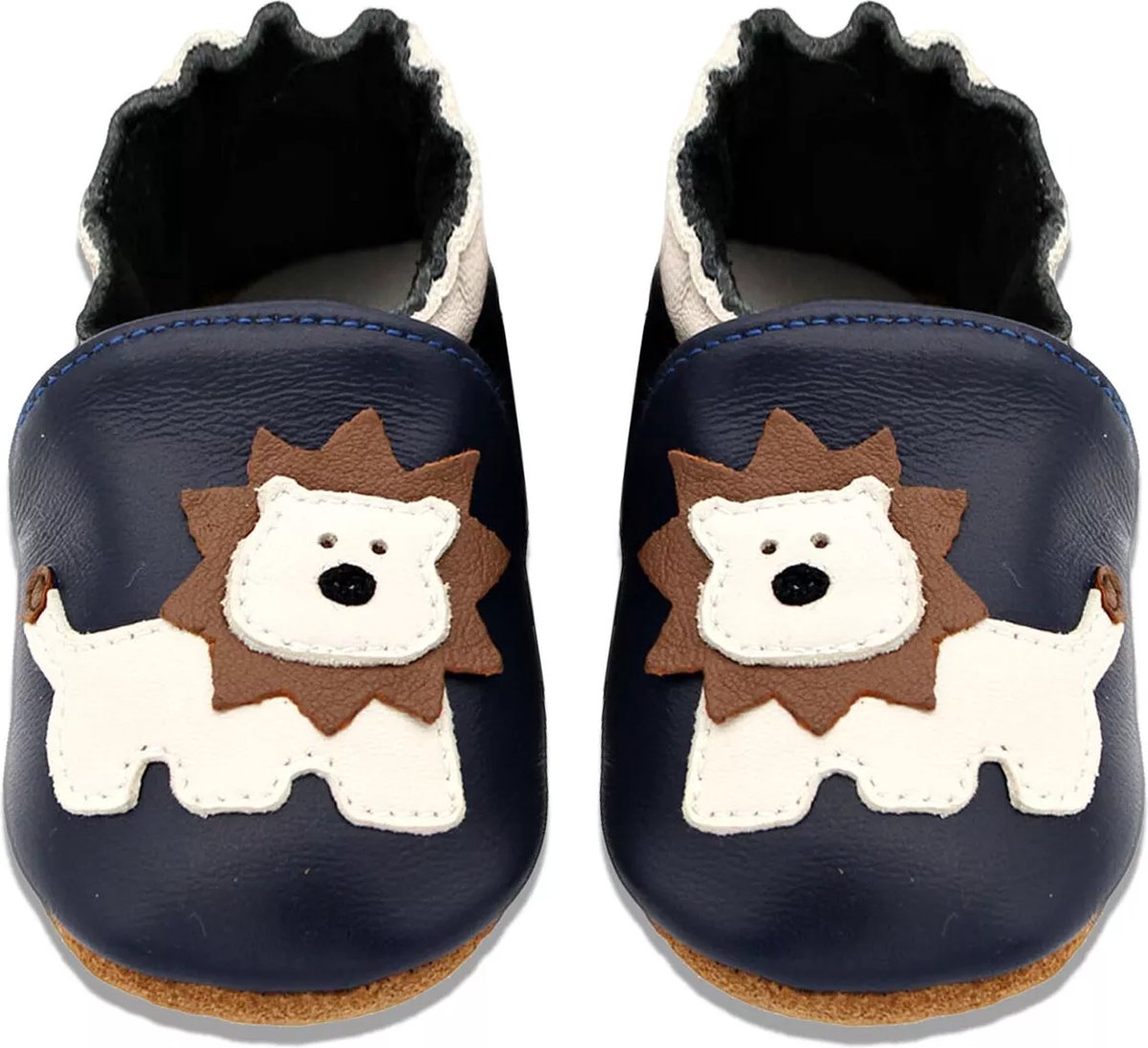 Steppies Babyslofjes Leer - Leeuw - Maat 20-21 (12-18 maanden, 13 cm) - met Suède Zool