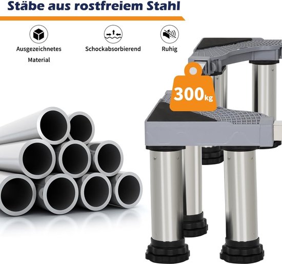 Wasmachine-onderstel, platform voor wasmachine en droger, verstelbaar wasmachineonderstel voor vaatwasser, vriezer, vriezer en huishoudelijke apparaten (instelbaar 18-21 cm
