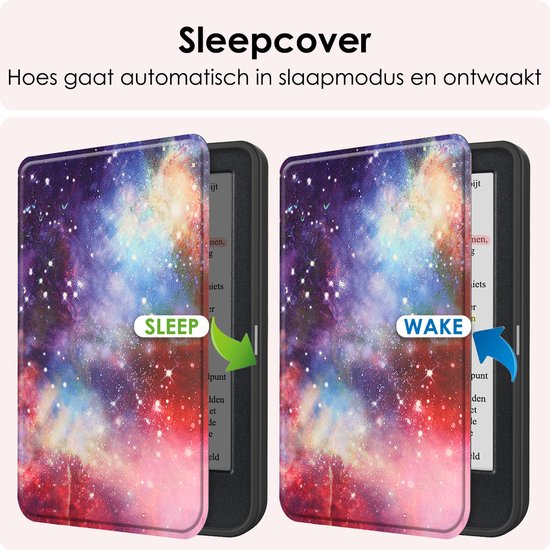 Hoes Geschikt voor Kobo Clara Colour Hoesje Bookcase Cover Book Case Hoes Sleepcover Met Screenprotector - Galaxy van i12Cover — afbeelding 3