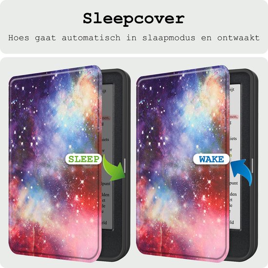 Hoes Geschikt voor Kobo Clara Colour Hoesje Bookcase Cover Hoes - Hoesje Geschikt voor Kobo Clara Colour Hoes Cover Case - Galaxy van Mangoose® — afbeelding 3