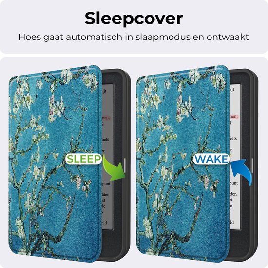 Hoesje Geschikt voor Kobo Clara Colour Hoesje Luxe Bescherm Case - Hoes Geschikt voor Kobo Clara Colour Hoes Book Cover - Bloesem van Hoesje  — afbeelding 4