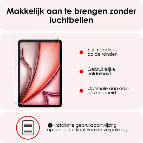 Étui adapté pour iPad Air 6 (11 pouces) Étui à couverture rigide avec protecteur d'écran - Rouge