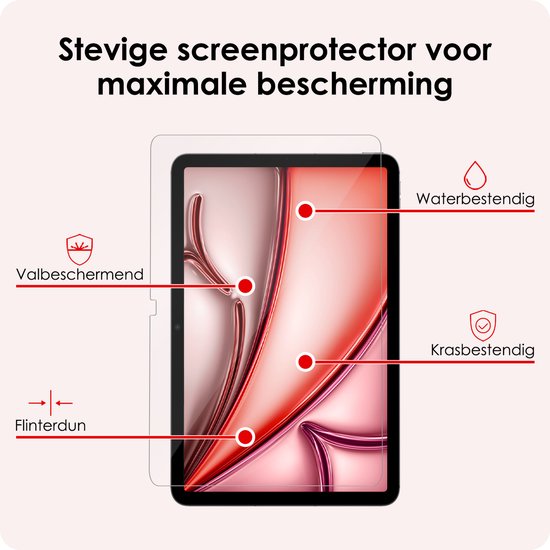 Étui adapté pour iPad Air 6 (11 pouces) Étui à couverture rigide avec protecteur d'écran - Rouge