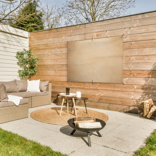 Affiche de jardin structure en cuir couleur claire 120x80 cm - Toile de jardin / Toile d'extérieur / Peintures d'extérieur (décoration de jardin)