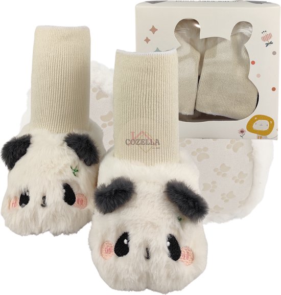 Cozella® | Baby Sloffen - Baby Schoentjes - Babykleding Jongens - Babykleding Meisje - Panda Maat 12: 0 tot 2 maanden