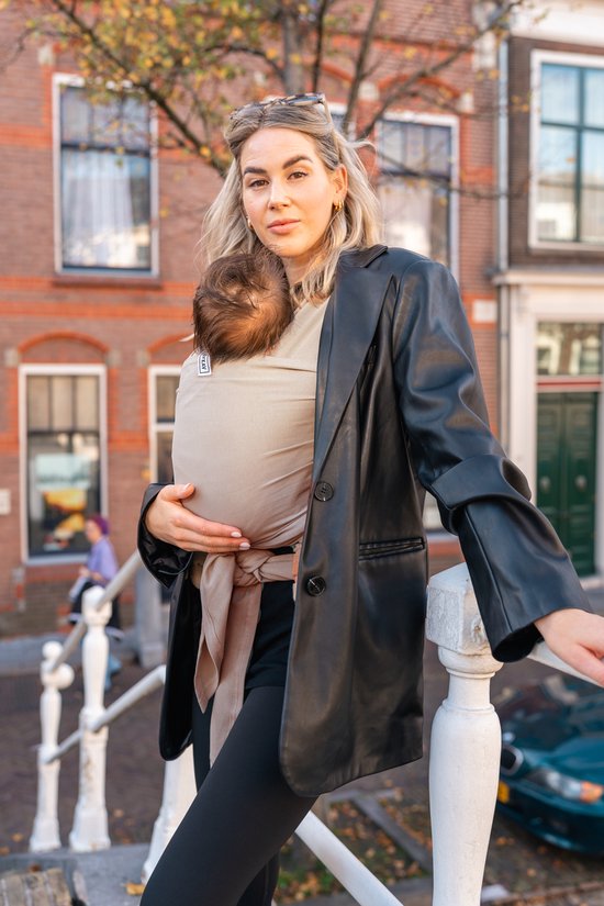ByKay Stretchy Classic - rekbare draagdoek baby - ergonomisch - biologisch katoen - tot 10kg - one size - beige van BYKAY — afbeelding 3