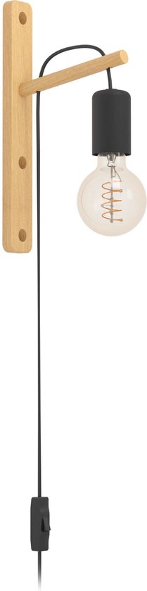 EGLO wandlamp Pockley - e27 - 29,5 cm - bruin/zwart – vtwonen