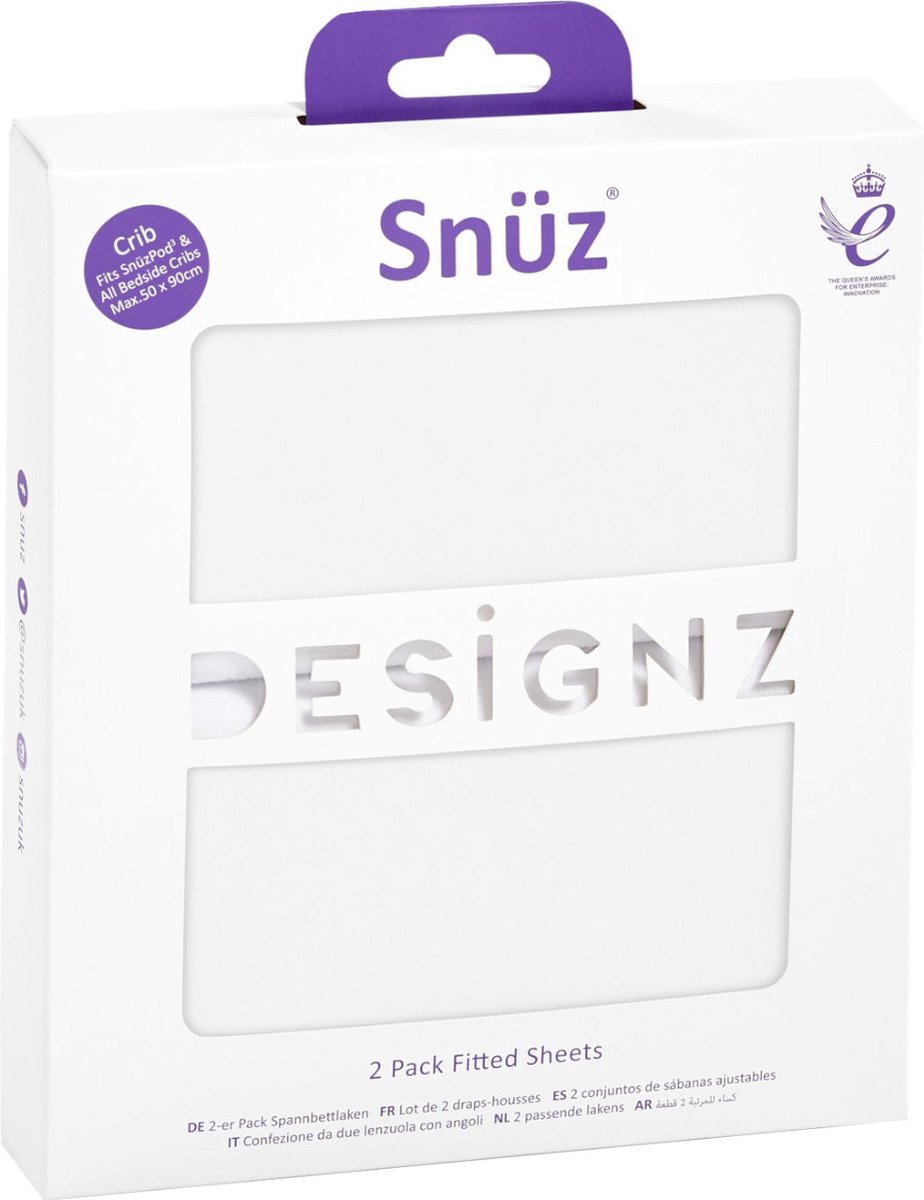 Snuz Crib Fitted Sheets White 2-Pack