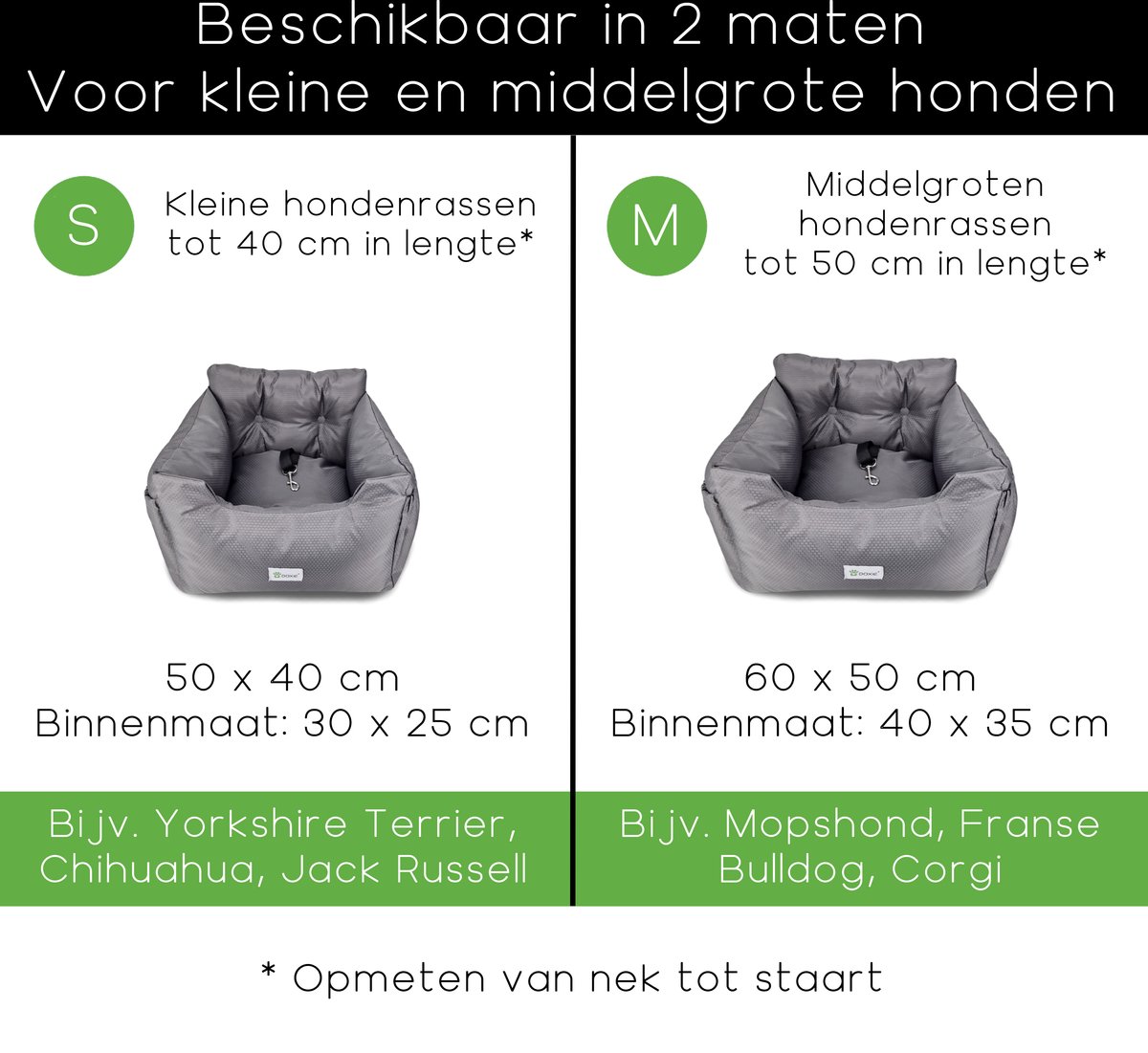 Lunspets Autostoel Hond – 60x60cm – Voor Kleine & Middelgrote Honden – Zachte Bodem – Veiligheidsgordel – Wasbaar & Afneembaar - Grijs