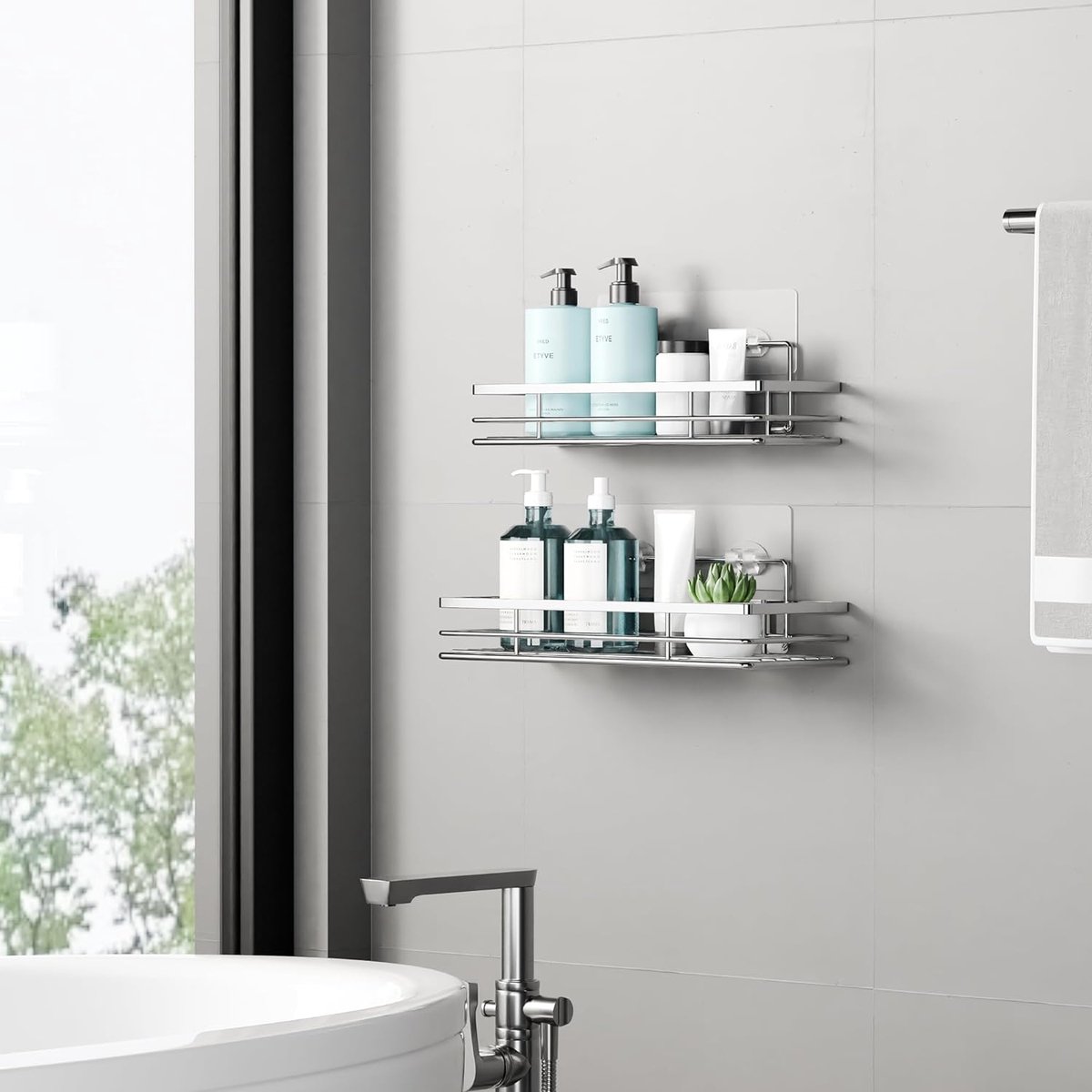 RBUDSPOLF Multifunctionele Badkamer Plank Zwevende Planken Douche Caddy Gunmetal Grijs Badkamer Set Ruimte Alumimetalen Handdoek Rek Papierhouder Roestvrij/Single Corner Shelf