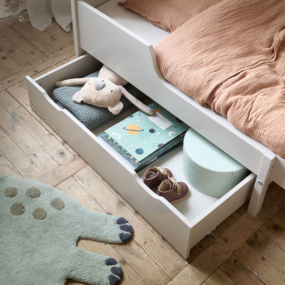 Petite Amélie ® Opberglade op wieltjes - Bedlade - 95 x 80 cm - Extra opbergruimte - Grijs