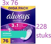 Always Dailies Fresh & Protect Inlegkruisjes Normal - 3 x 76 stuks - Voordeelverpakking