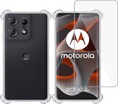 Hoesje + Screenprotector geschikt voor Motorola Edge 50 Pro – Tempered Glass - Extreme Shock Case Transparant