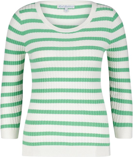 Red Button Trui Cable And Stripe Srb4195 Summer Green Dames Maat - L