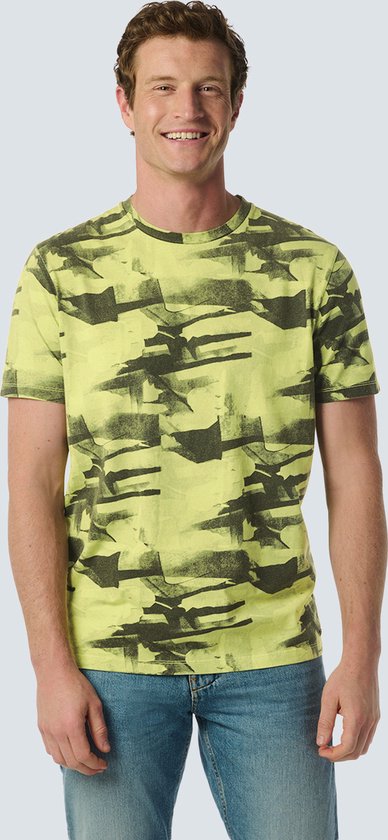 No Excess Mannen Dynamisch T-Shirt Met Abstracte Camouflageprint Limoen XXXL