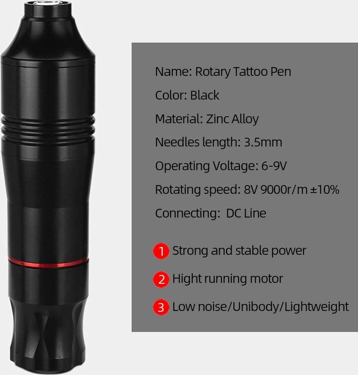 Kit Machine à Tatouer Rotative Sans Fil - Batterie 1800mAh, 20 Aiguilles, Encre - Pour Débutants Et Pratique - 6