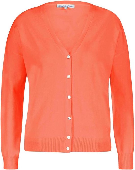 Red Button Vest Cardigan Fine Knit Srb4196 Flamingo Dames Maat - L