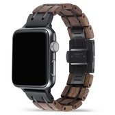 Apple Watch-bandje - walnotenhout en zwart staal 38-41 mm