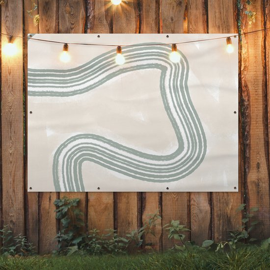 Décoration murale extérieur Ligne - Abstrait - Design - 160x120 cm - Toile jardin - Affiche extérieure