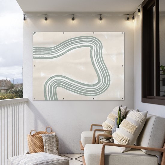Décoration murale extérieur Ligne - Abstrait - Design - 160x120 cm - Toile jardin - Affiche extérieure