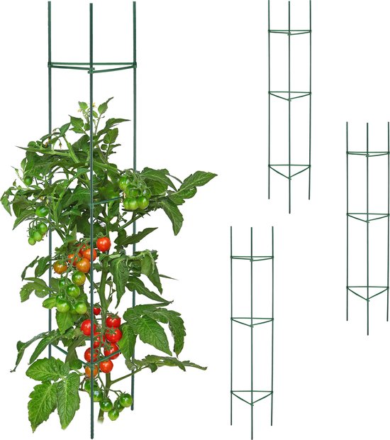 Relaxdays plantensteun, set van 2, tuinsteker blad, 2 groottes, trellis