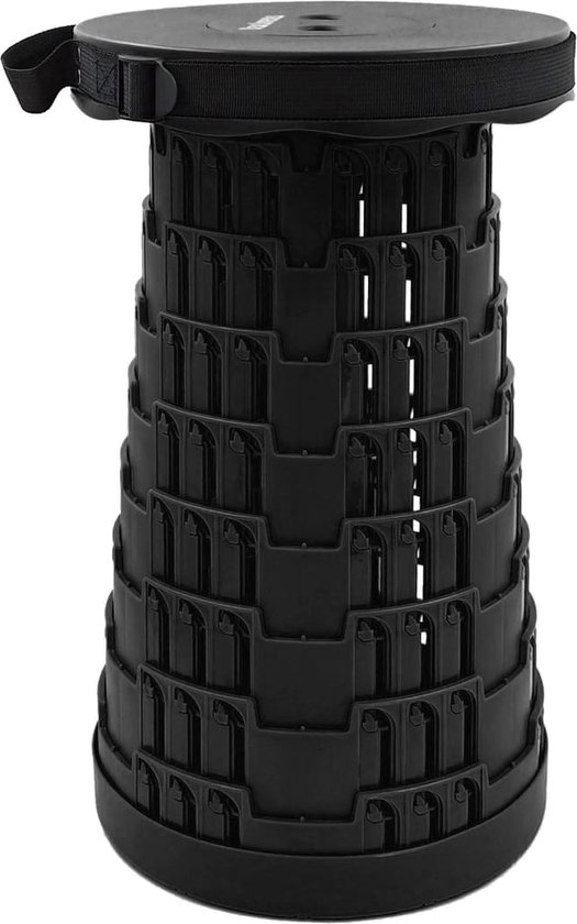 VanIrens® Telescoop kruk - Inklapbaar - krukje - opvouwbaar - kruk - verstelbaar - voetensteun - Zwart