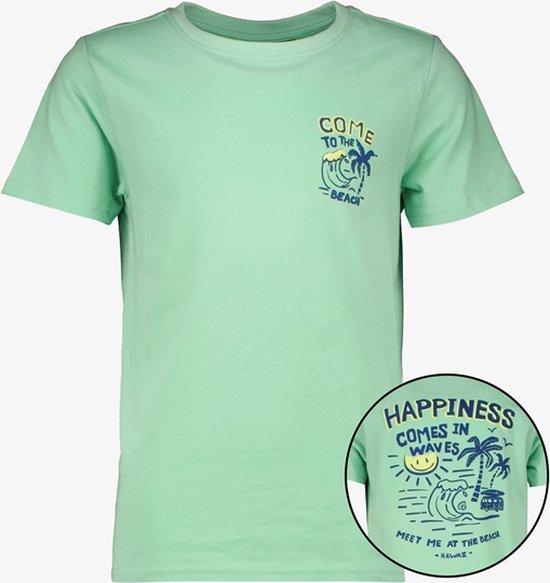 TwoDay jongens T-shirt met backprint groen - Maat 158/164