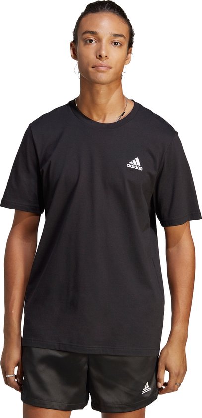 adidas Sportswear Essentials Single Jersey Geborduurd Small Logo T-shirt - Heren - Zwart- 4XL