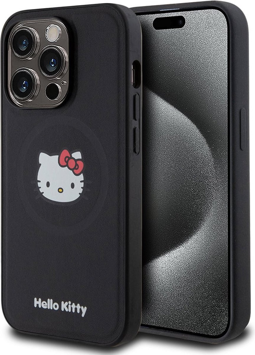 Hello Kitty iPhone 15 Pro TPU Back Cover hoesje – 4G Metal Logo – Strass – Goud