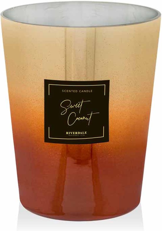 Riverdale - Geurkaars Sense - Sweet Coconut - 16cm hoog - Geurkaars in glazenpot - Luxe geurkaars