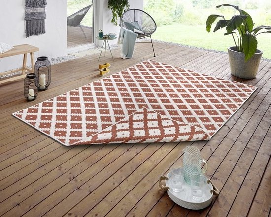 Flycarpets Omkeerbaar Vloerkleed - Binnen & Buitenkleed Nizza- Cayenne - 80x150 cm