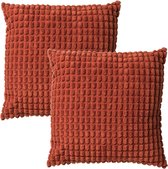 Set van 2- Dutch Decor ROME- Sierkussens unikleur Potters Clay 45x45 cm - Oranje