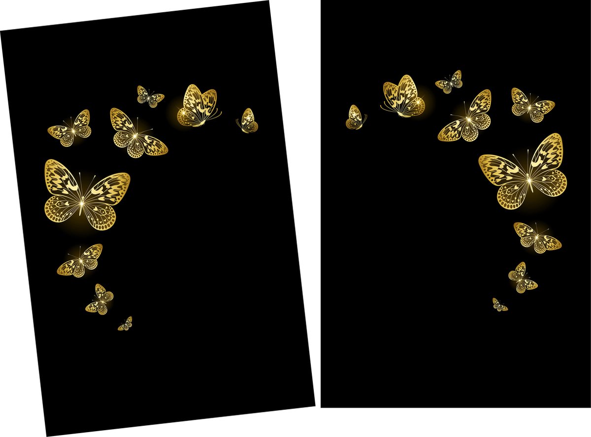 Papillon Inductie Beschermers - 2 stuks kookplaatbeschermer - 60x40 - Gouden Vlinders