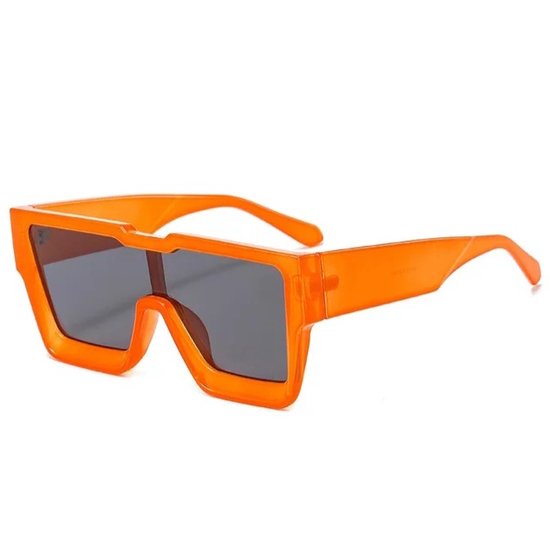 Zonnebril - Koningsdag - Oranje Zonnebril - Zonnebril Groot - Festival Bril - Rave Bril - Feestbril - Carnaval Bril - Evenementen Bril - EK Bril - Bril - Brillen - Sunglasses - Oversized - Vierkant - UV400 - Eyewear - Unisex - Oranje - Orange -