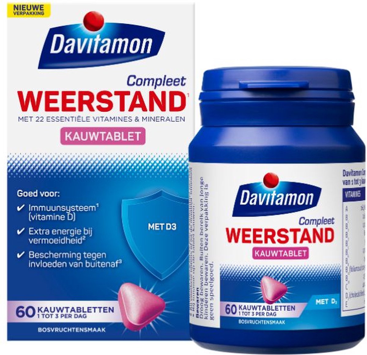 Goedkoopste Davitamon Compleet Weerstand Kauwvitamines - Multivitamine - bosvruchten - 60 tabletten