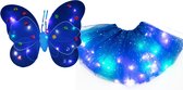 Lichtgevende Vlindervleugels en Rokje / Tutu Mini - Set - Blauw - Met Gekleurde Verlichting