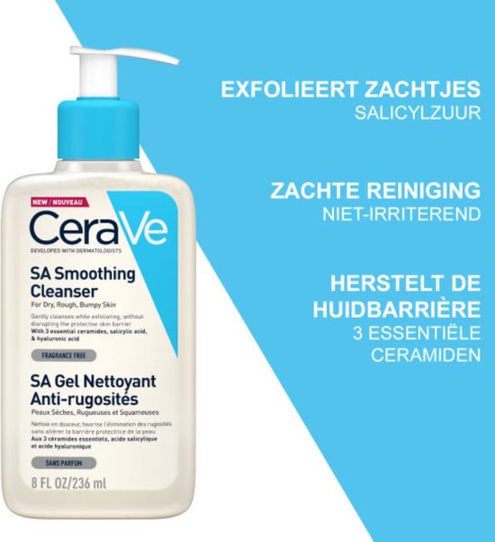 CeraVe SA Anti-Ruwe Huid Reiniger - voor een Droge tot Ruwe Huid - met Salicylzuur - 473ml - CeraVe