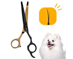 Professionele Hondenschaar - Down Gebogen Schaar Trimschaar Ergonomisch Krom - Vachtverzorging Pootverzorging voor Langharige Honden - Goud/Zwart