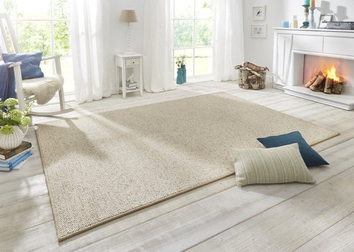 Flycarpets Tufted Vloerkleed - Wollen Look - Creme - 100x140 cm
