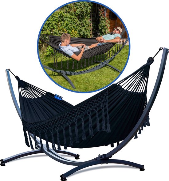 Hangmat met Standaard 2-Persoons – Extra Stabiel Frame tot 220 kg – Duurzame Hangmatset– Grande Santia