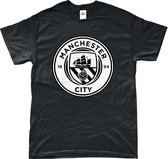 Manchester City Shirt - Logo - T-Shirt - Manchester - UEFA - Champions League - Voetbal - Artikelen - Zwart - Unisex - Regular Fit - Maat XL