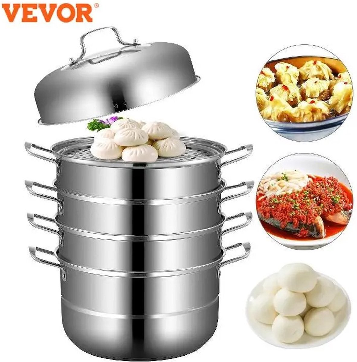 JK24 Stoomkoker Stoompot 5 Lagen Pan met gehard glas Koken met stoom 28cm