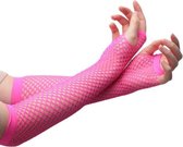 Lange fishnet handschoenen - Pink