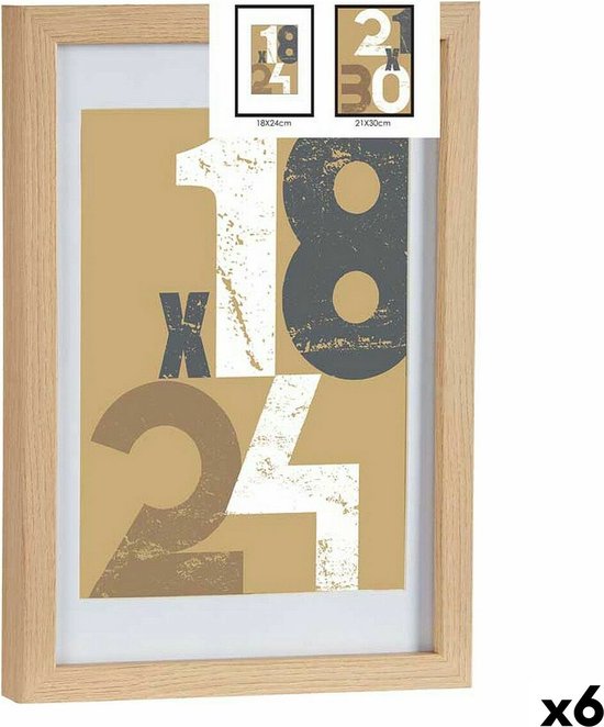 Fotolijsten 24 x 2,5 x 32,5 cm Natuurlijk Glas Hout MDF (6 Stuks)