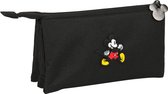 Pennenetui met 3 vakken Mickey Mouse Clubhouse Premium Zwart (22 x 12 x 3 cm)